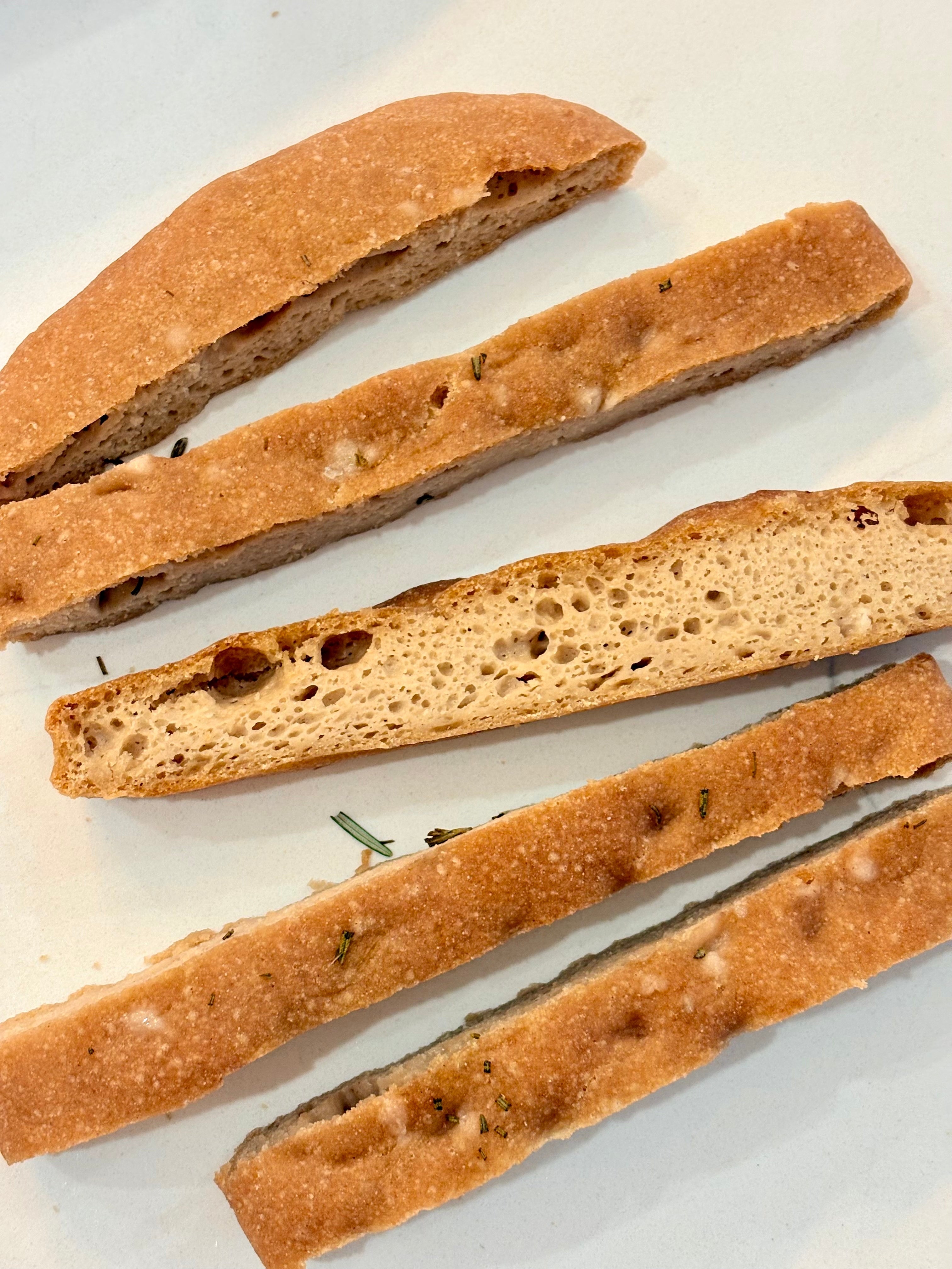 Organic gluten-free focaccia bread freshly baked at Healthy Haven Bakery