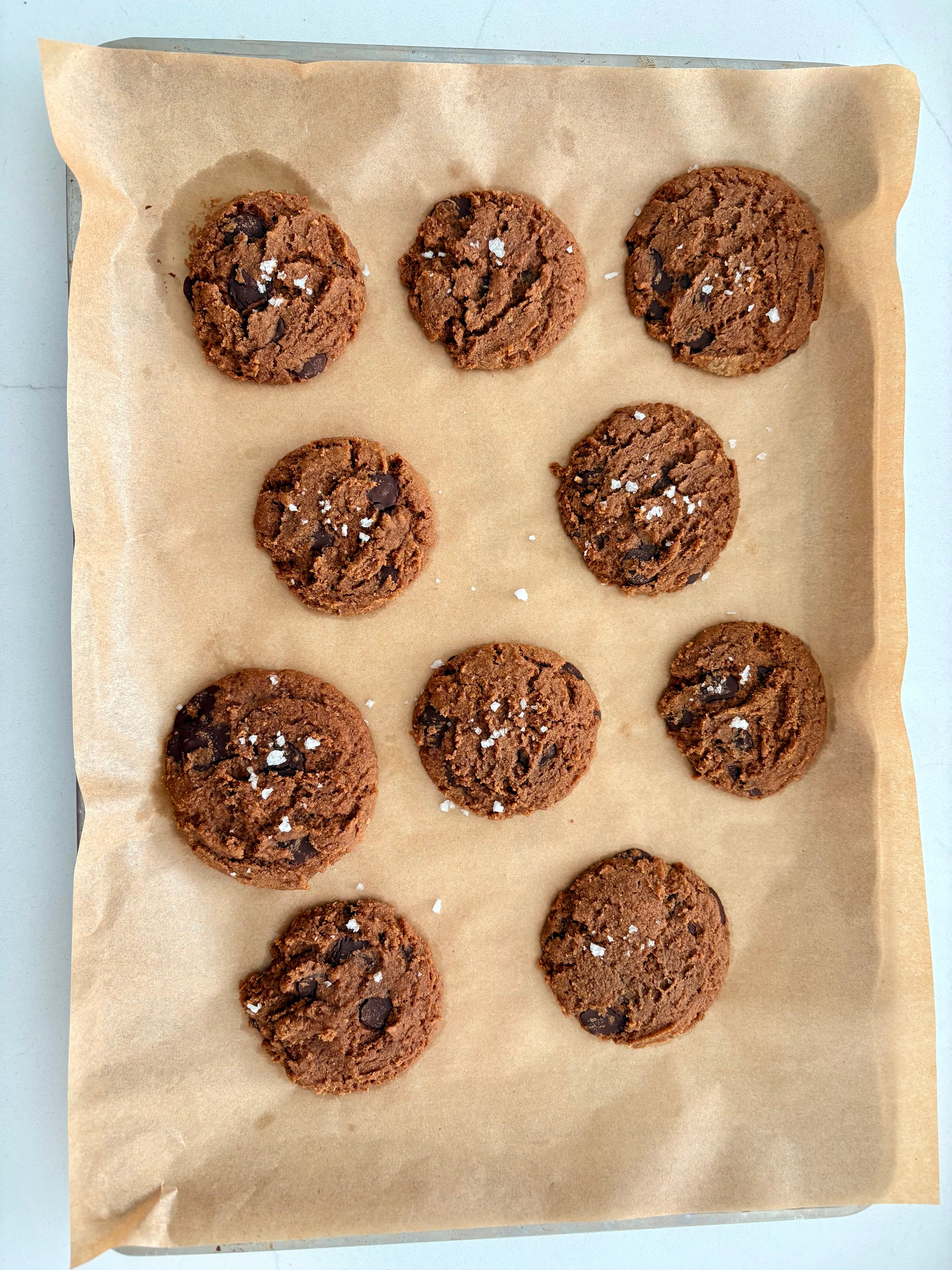 Organic Gluten-Free Sourdough Chocolate Chip Cookies with Flaky Salt NO YEAST!