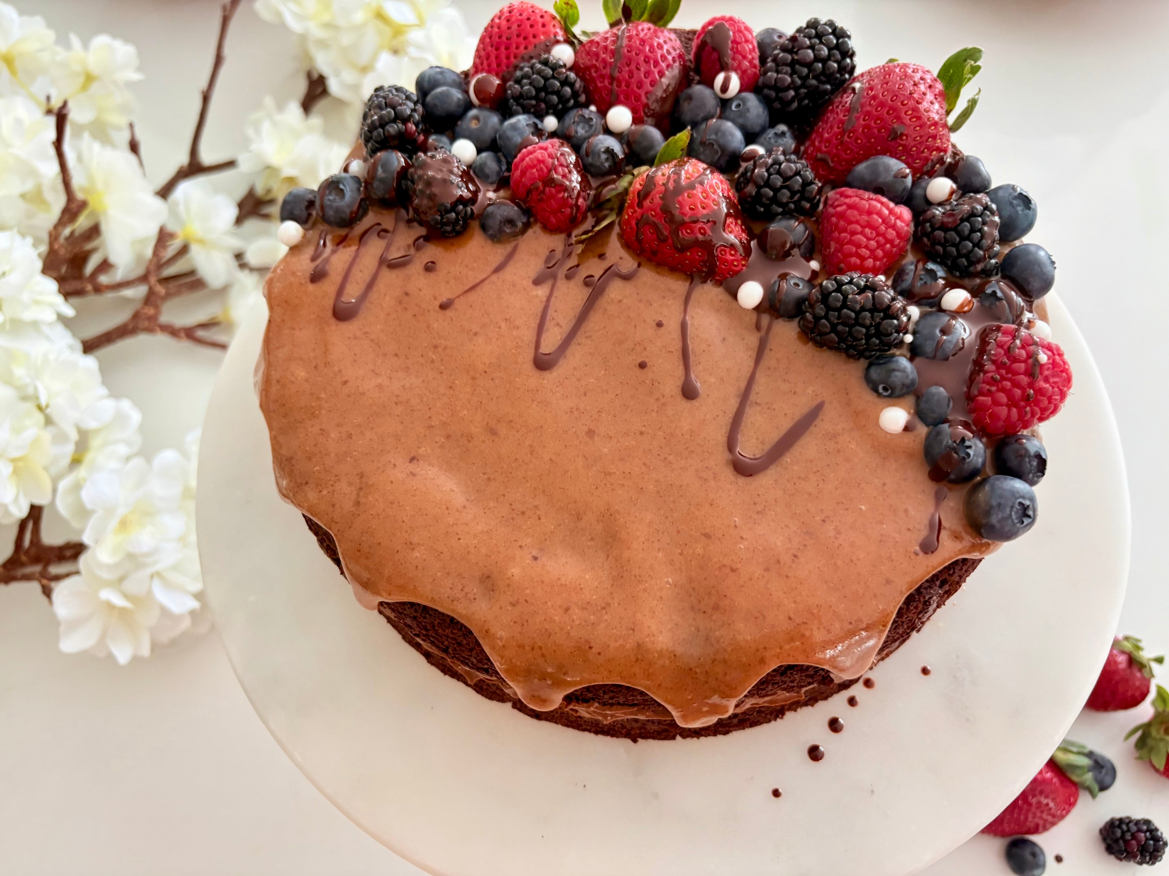Organic Gluten-Free Chocolate Brownie Caramel Cake (NO YEAST!)