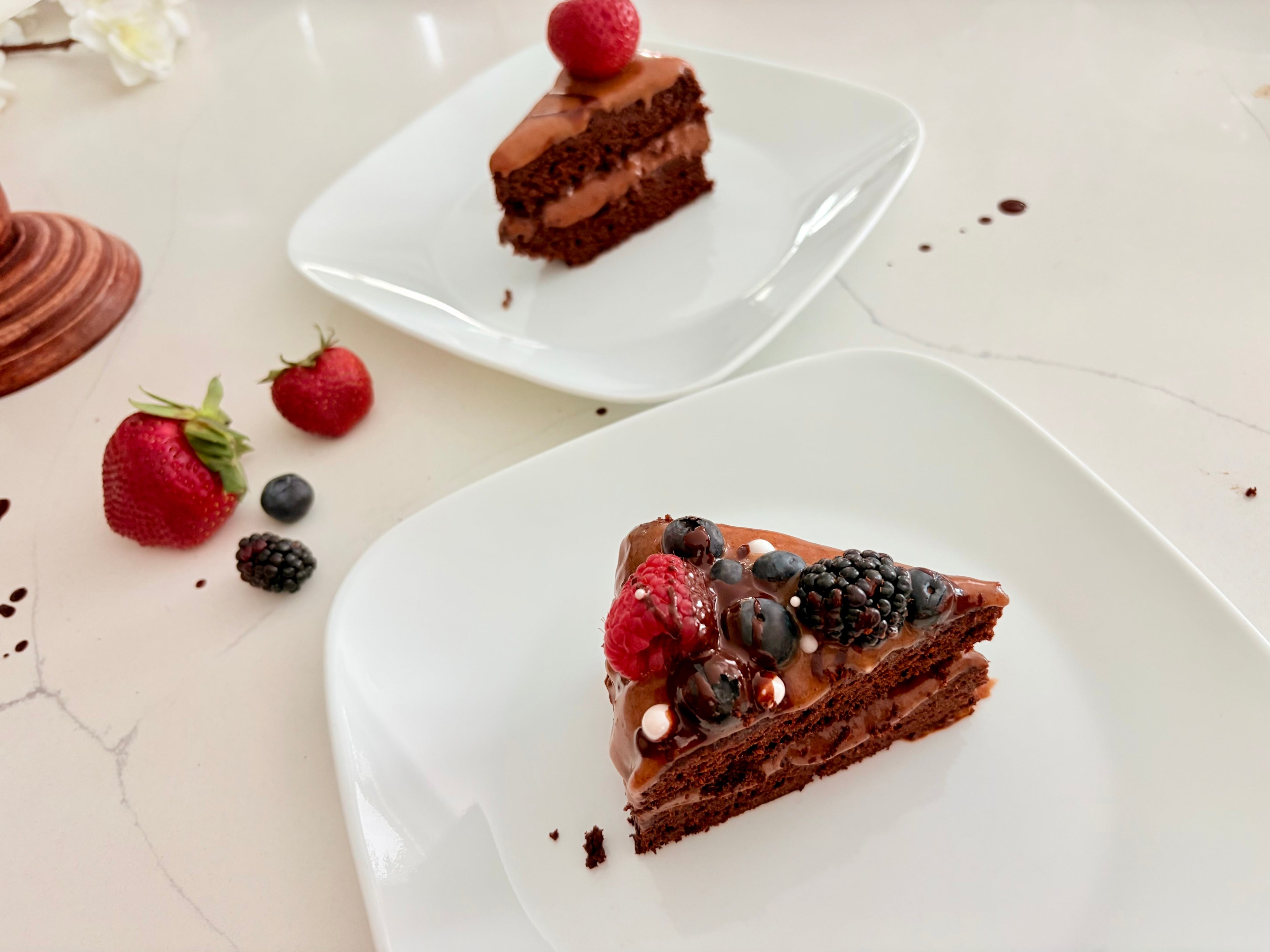 Organic Gluten-Free Chocolate Brownie Caramel Cake (NO YEAST!)